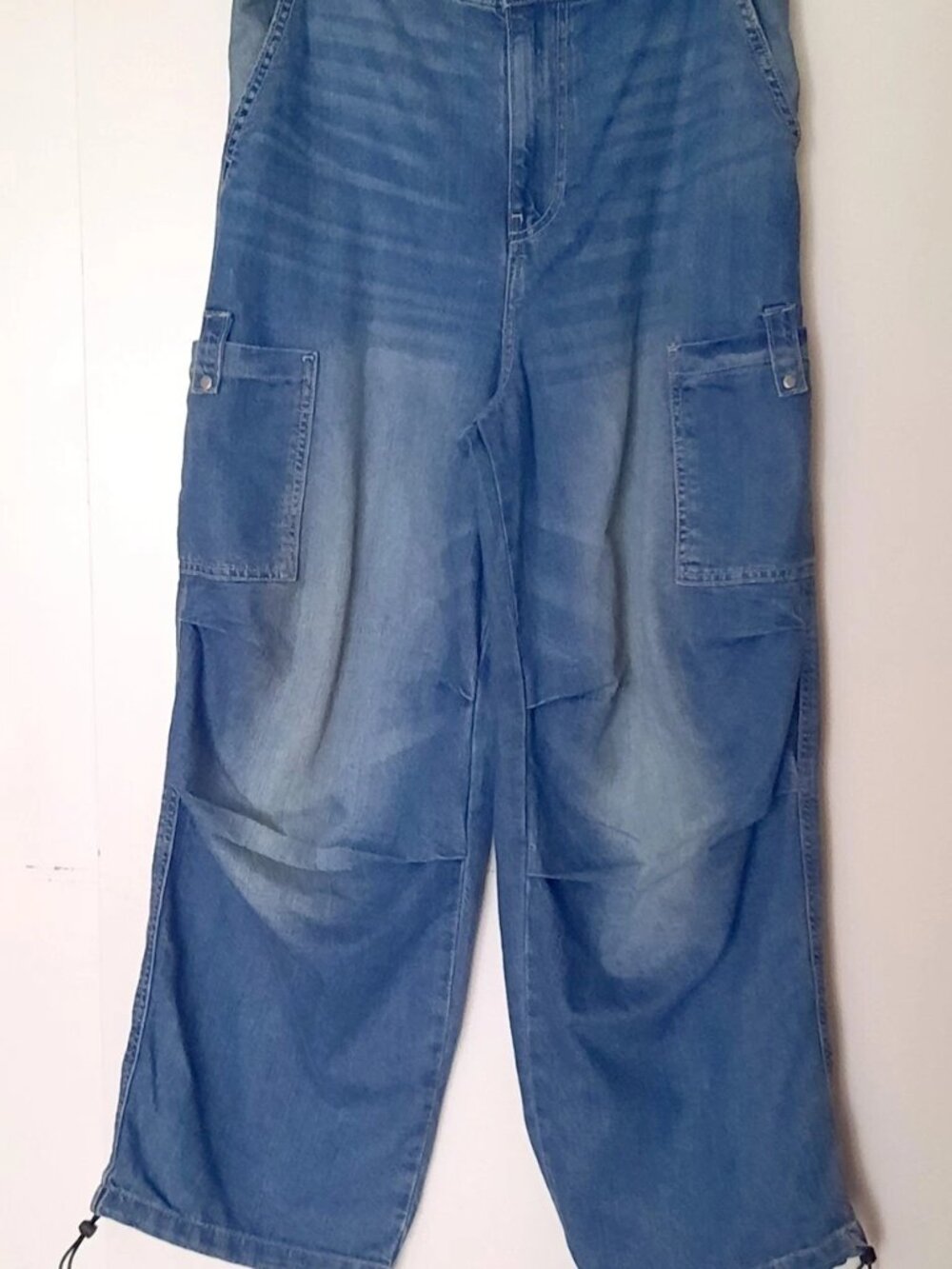 H&M Divided Baggy Style Denim Parachute Pants Jeans Blue Size S/P NWT
